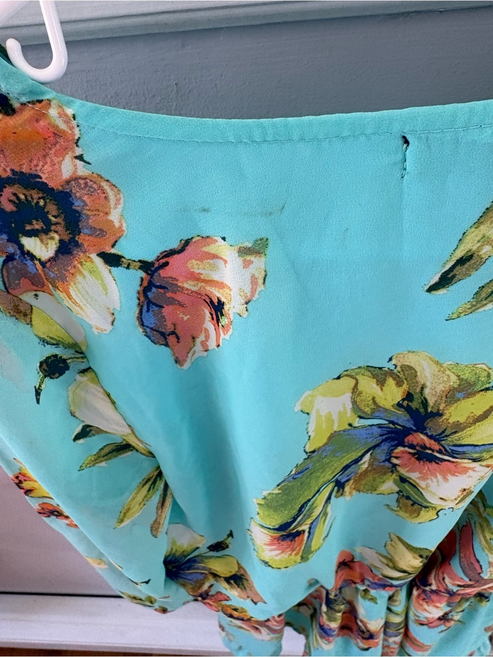 About A Girl Turquoise Floral Long-Sleeve Romper - Picture 7 of 7
